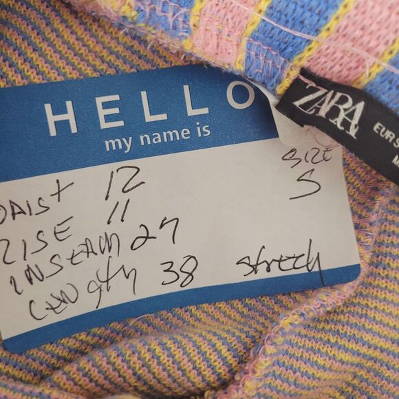 Zara Small leggings juniors elastic waist stretch geometric knit flare - Picture 2 of 8